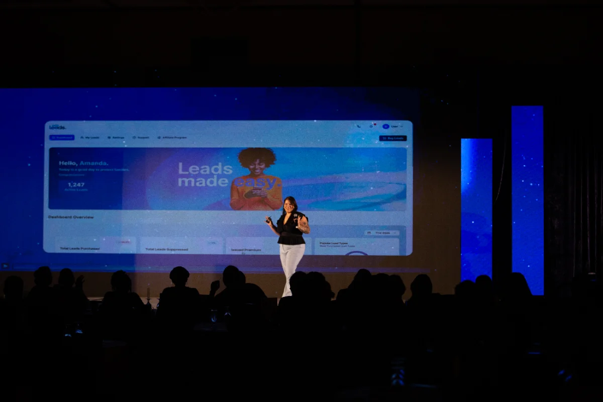 Amanda Diaz presenting a platform rollout to a room of agents