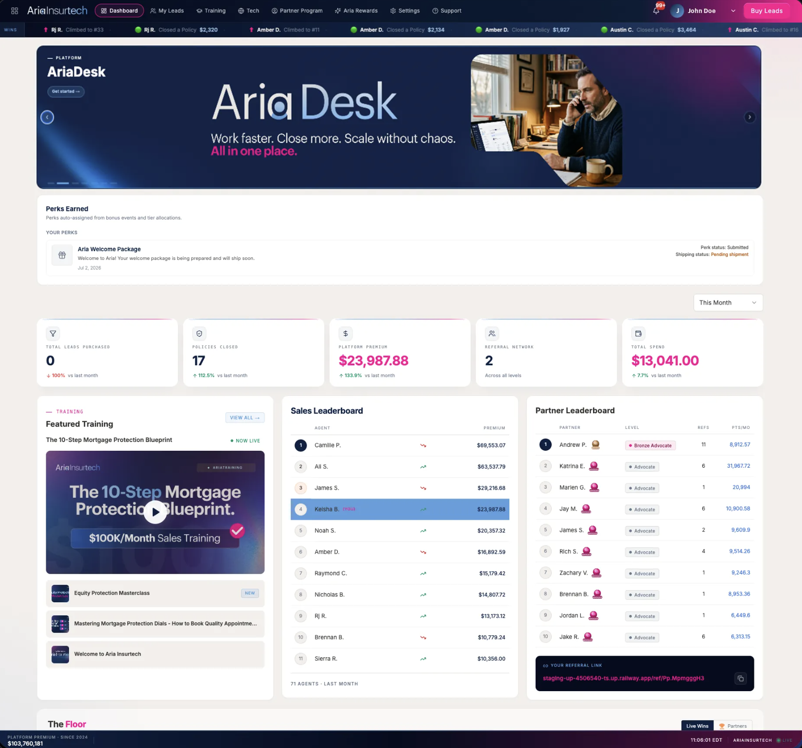 Lead marketplace dashboard